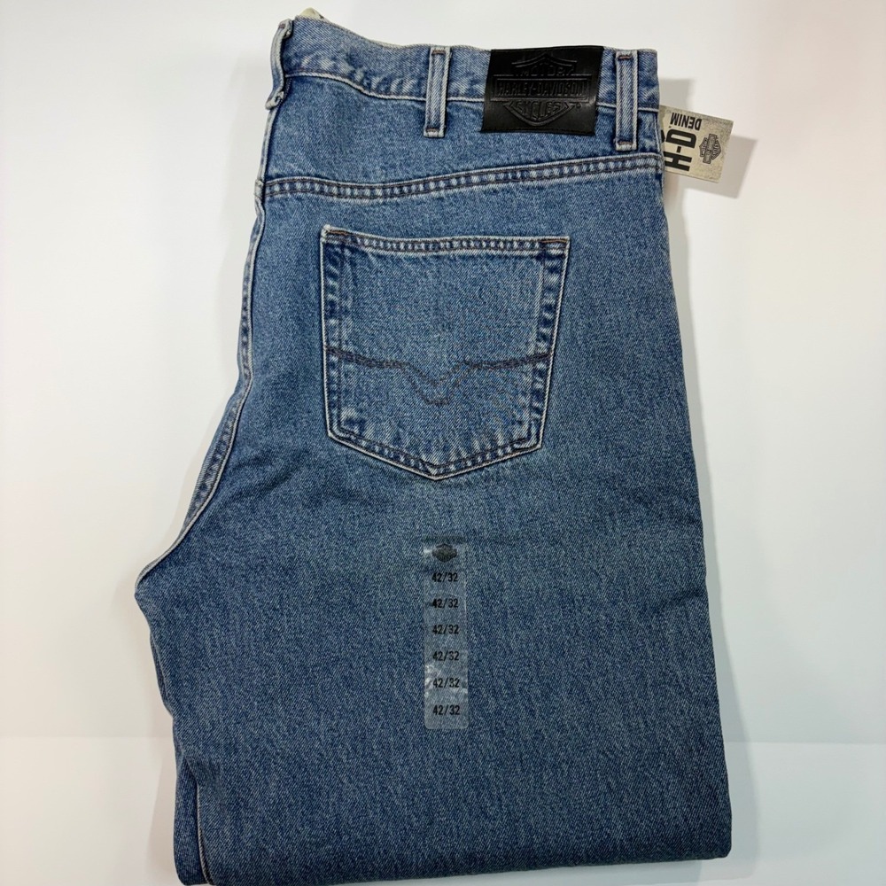 Harley-Davidson Mens Traditional Fit Denim Jeans Blue Medium Wash 42x32 NWT